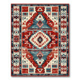 Bold Red Navajo Southwestern Area Rug