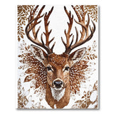 Majestic Deer Head with Antlers and Leaves Rug
