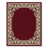 Ornate Maroon Area Rug with Cream Floral Border