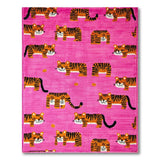 Playful Pink Cartoon Tiger Area Rug