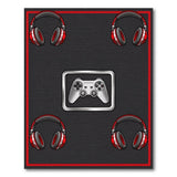 Red Gaming Controller Headphones Area Rug
