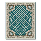 Teal Traditional Persian Area Rug with Floral Lattice