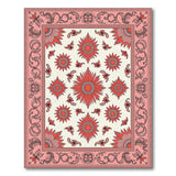 Ornate Red Sunburst Floral Area Rug