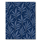 Navy Blue Fern Leaf Star Pattern Area Rug