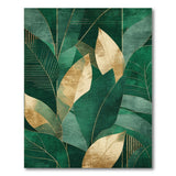 Emerald Green Gold Leaf Geometric Area Rug