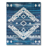 Teal Blue Southwestern Diamond Area Rug