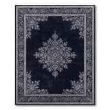Blue and Teal Medallion Navy Blue Traditional Persian Medallion Rug