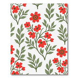 Vibrant Red Floral Area Rug