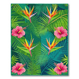 ODIKA Tropical Botanical Washable Area Rug - Low Pile Non-Slip Floral Rug