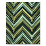 Modern Green Chevron Layered Area Rug