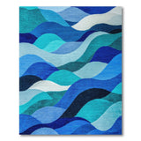 Layered Blue Wave Abstract Area Rug