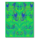 Vibrant Green Butterfly Abstract Area Rug