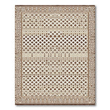 Distressed Beige Geometric Lattice Area Rug