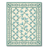 Teal Vine Trellis Cream Area Rug