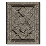 Intricate Black Maze Geometric Area Rug