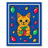 Festive Orange Tabby Cat with Christmas Gift Rug