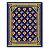 Navy Blue Persian Star Pattern Rug with Gold Border