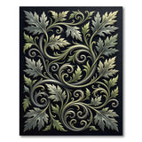 Ornate Grey Leaf Vine Area Rug