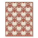 Elegant Red Peacock Motif Area Rug