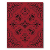 Red Traditional Persian Area Rug with Black Intricate Motifs