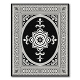 Traditional Persian Ornate Black White Medallion Area Rug