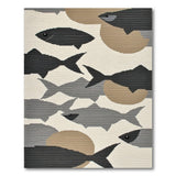 Grey Fish Silhouette Coastal Area Rug