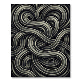 Swirling Entwined Waves Black White Area Rug