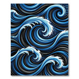Swirling Blue Ocean Waves Washable Area Rug