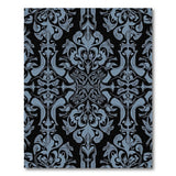 Teal Art Nouveau Floral Damask Area Rug