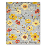 Vibrant Yellow Floral Grey Area Rug