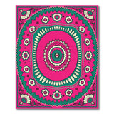 Vibrant Pink Teal Floral Medallion Rug