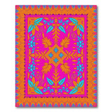Multi-color and Patterns Vibrant Pink Persian Area Rug with Teal Florals