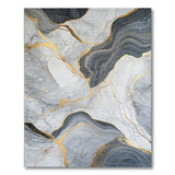 Gold and Silver Gold Veined Grey Marble Abstract Area Rug