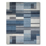 Modern Blue Geometric Striped Area Rug