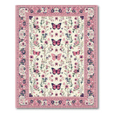 Pink Butterfly Floral Vintage Floral Vintage Area Rug