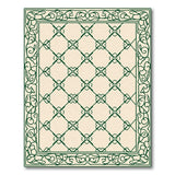Elegant Green Trellis Cream Area Rug with Floral Border