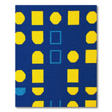 Yellow Geometric Shapes on Navy Blue Area Rug