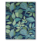 Navy Teal Leaf Area Rug