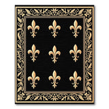 ODIKA Washable Fleur-de-lis Area Rug - Gold & Black Low Pile Non-Slip Traditional Rug