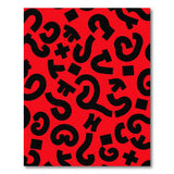 Bold Red Question Mark Geometric Area Rug