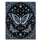 Ornate Blue Butterfly Stars Area Rug