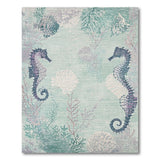 Teal Seahorse Coral Reef Area Rug