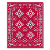Elegant Red Persian Rug with Intricate White Motifs