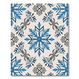 Blue and Teal Blue Snowflake Geometric Area Rug
