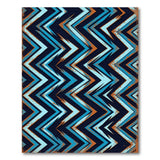 Blue Teal Chevron Distressed Vintage Rug