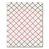 Beige Geometric Grid Area Rug with Black Pink Lines