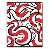 Bold Red Wavy Abstract Abstract Area Area Rug