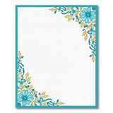 Blue and Teal Teal Floral Border Area Rug