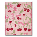 Whimsical Cherry Bow Pink Area Rug