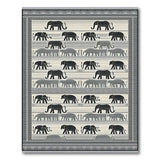 Black and White Tribal Elephant Silhouette Area Rug